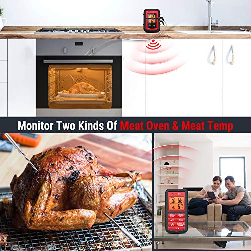 ThermoPro TP08C digitales Küchenthermometer Funk Fleischthermometer mit 2 Fühlern Kochthermometer Ofenthermometer Küchenuhr für BBQ Kochen Grill Ofen – Bild 3