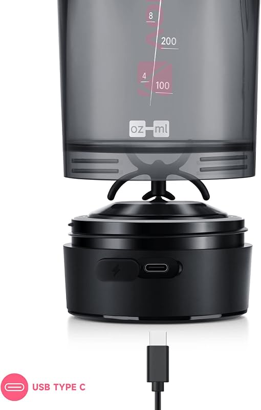 VOLTRX Elektromos Protein Shaker 680ml - USB-C Tölthető Turmixgép Rózsaszín, BPA-mentes Tritan Anyagból, Fehérjeturmixokhoz