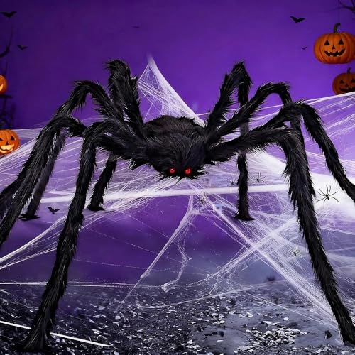 WTZWYFWJ Halloween-Spinne,Gruselige Spinnen Set,60g Spinnennetz +...