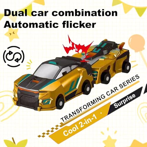 Aimery Collision Transforming Dinosaur Car Toy, 2 Magnetic Cars Convert into Dinosaur Toys,Dino Robot Toy, Boys Toys,Kids Toys, Party Birthday for Kids (Golden) by Aimery - Image 4