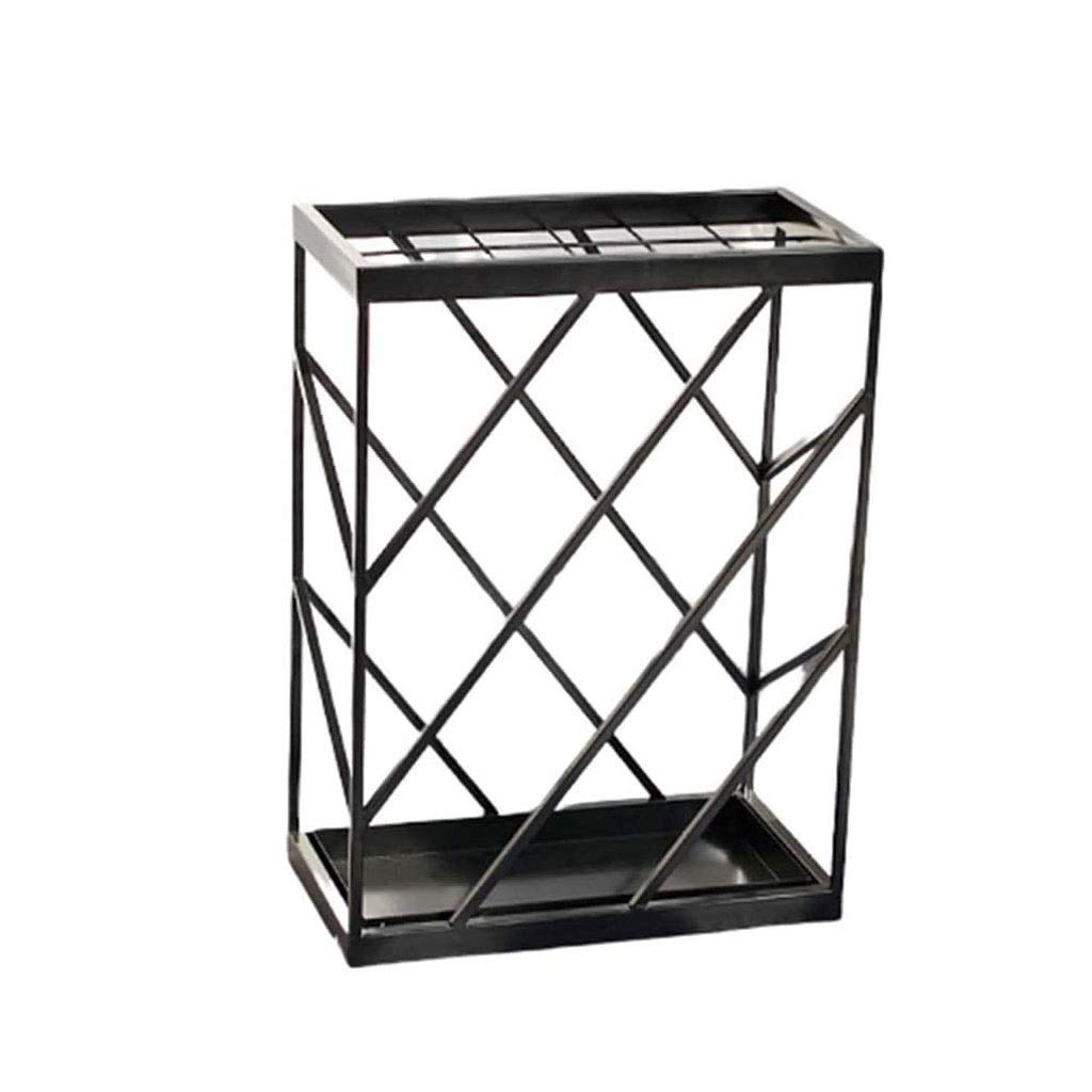 KLerDH Umbrella Stand, Rack， Entry Stand, Metal Square Hollow Rack with Non-slip Mat for Commercial(Svart)