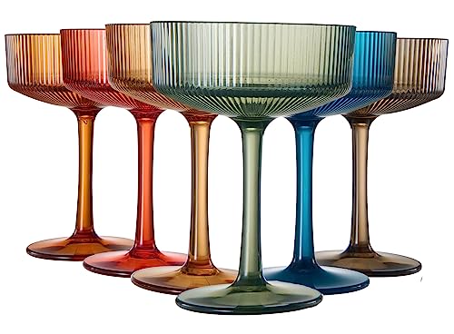 Ribbed Vintage Martini Coupe Glasses