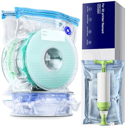 YOOPAI Filament Storage Bag Vacuum Kit-20Pack Cleaning Drying Sealed Bags for 3D Printer Filament with Desiccants/Humidity Indicator Cards/Hand Pump (Plastic 13.2 x 12.7inch) 20Pcs+Hand Pump