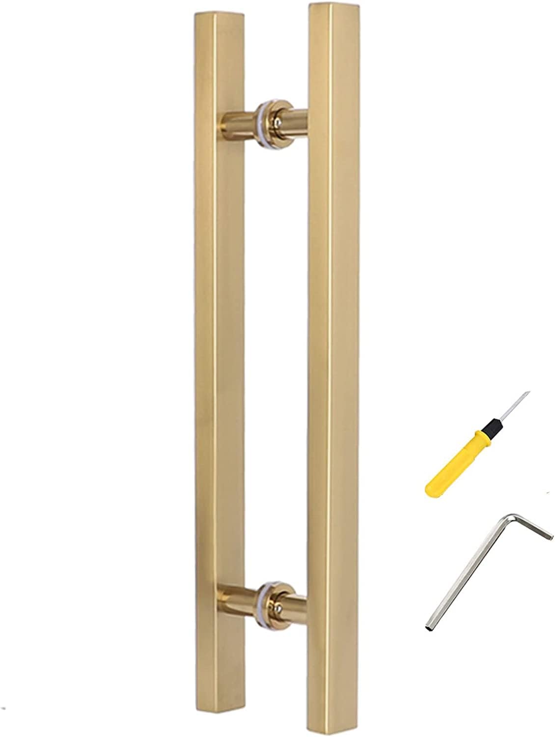 WDSOPK Door Pull Handle Sliding Door Handle Exterior Door Handles with Fittings, Modern Commercial Double Side Mounted Sliding Glass Door Handle, Entry Push Pull Door Handle/Black/60Cm/23.6In