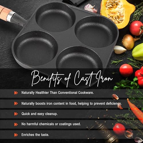 SOLARA Crownstone Premium Pre-Seasoned Cast Iron Uttapam Pan, 4 Pit, Pancake Pan,Induction Friendly, Naturally Nonstick, 100% Pure & Toxin-Free... - Image 6