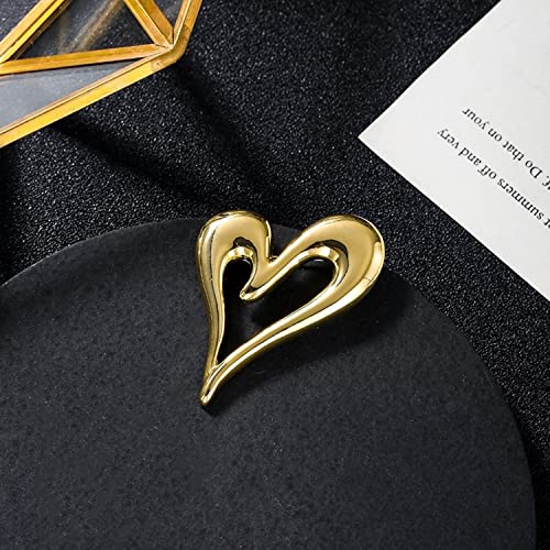 Image of Brooch Pins Heart Gold Lapel Hijab Cute Brooches for Women Fashion Jewelry Clothing Decoration Accessories
