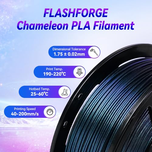 Image of FLASHFORGE 3D Printer Filament Chameleon PLA Color Shift Filament 1.75mm, Changes Color with Light and Angles, 1KG Spool (2.2lbs), Dimensional Accuracy + /- 0.02mm for FDM 3D Printers (Burnt Titanium)