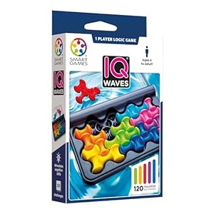 SmartGames – IQ Waves, Puzzle Game with 120 Challenges, Ages 6+, Blue, Yellow, Red