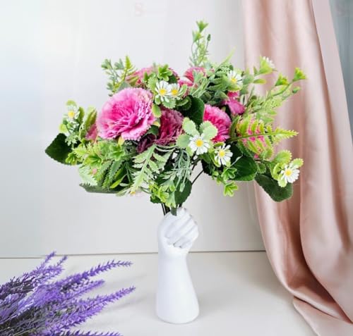 Image of SATYAM KRAFT 1 Bunch Artificial Carnation Flower Stick for Home Decor, Bedroom, Living Room, Balcony, Office Desk, Wedding, Marriage Decoration, Gift, Festival, Shelf & Corner Decoration (Shaded Pink)