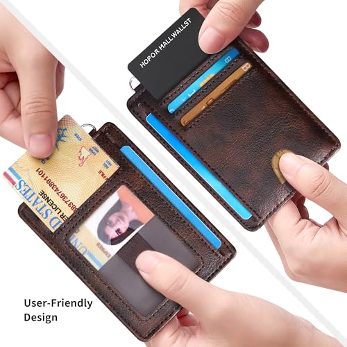 Image of Mayski Slim Wallet, Credit Card Holder for Women, Minimalist Front Pocket RFID Blocking Card Cases, Small Wallet Women Men(MF Brown)