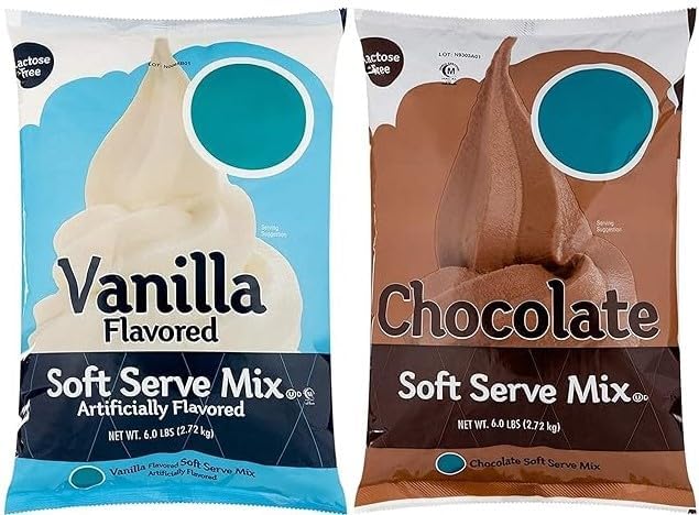 DASHER'S SPICE & BEANS Chocolate & Vanilla Soft Serve Powdered Ice Cream Mix | Lactose Free | Kosher | 6 lb. Bag each