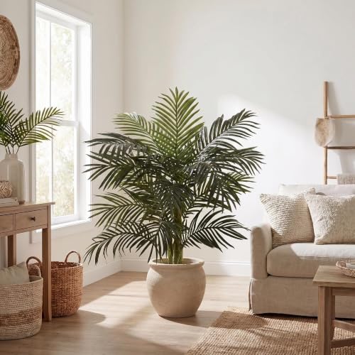 Image of Nearly Natural 5 ft Artificial Golden Cane Palm Tree with Nursery Pot