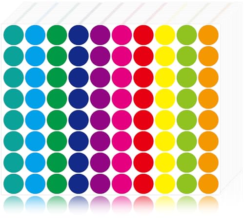 1400 PCS Colored Dot Stickers Round Color Coding Labels Polka Circle Dot Label Sticker for Office, Classroom, Yard Sale, Garage Sale(10 Colors, 3/4 inches)
