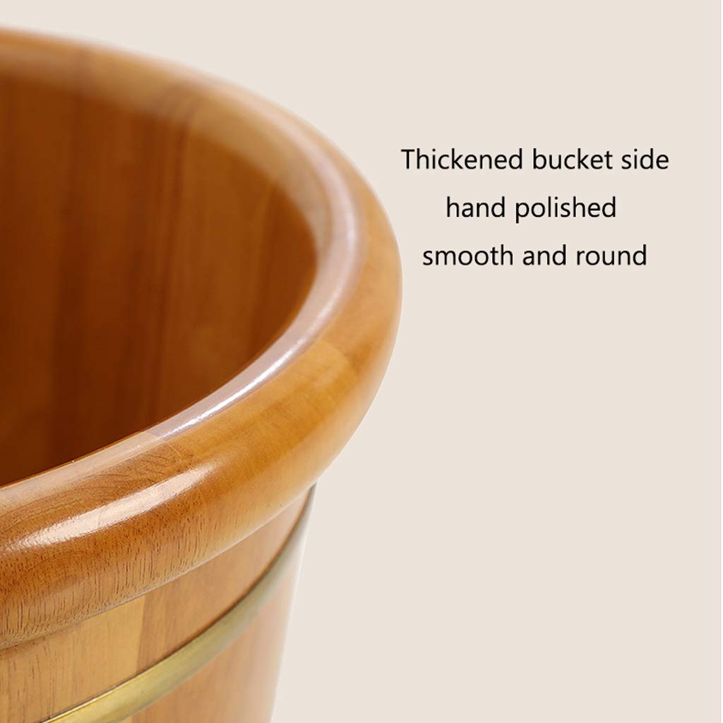 Fußbad-Spa, Fußbadewanne aus Holz mit Deckel, Massage-Pediküre-Fass, Spa-Becken zum Einweichen müder und schmerzender Füße, Fußbad-Eimer und Einweichschale, 26 cm,Natural