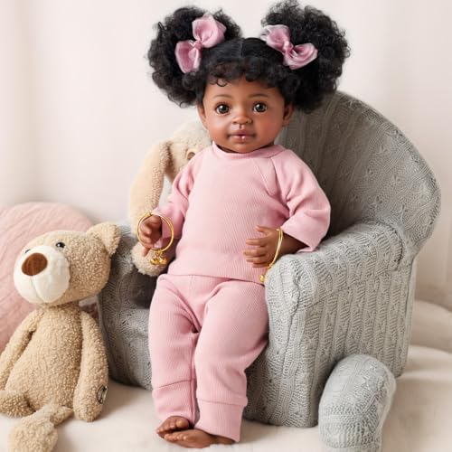 Muñeca realista BABESIDE reborn de 20 pulgadas negra miniatura 3