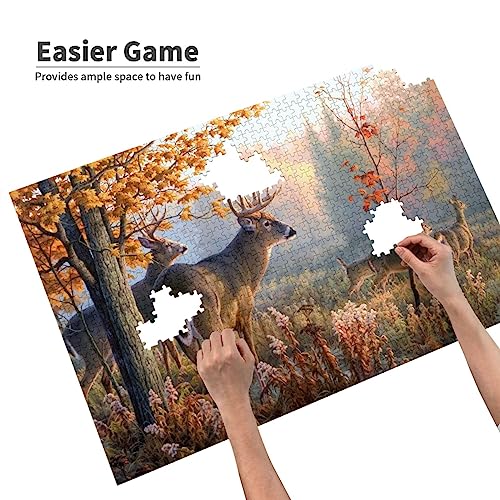Zhanbox Autumn Winter Nature Landscape Jigsaw Puzzles 1000 Pieces,Wildlife Animal Whitetail Deer,Large Family Puzzle Game Artwork For Adults Teens #TOP3