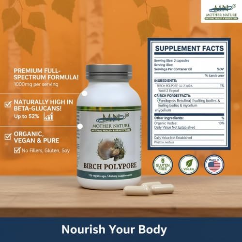 Miniatura 4 de Suplemento de poliporo de abedul (1000 mg) - 120 Cápsulas