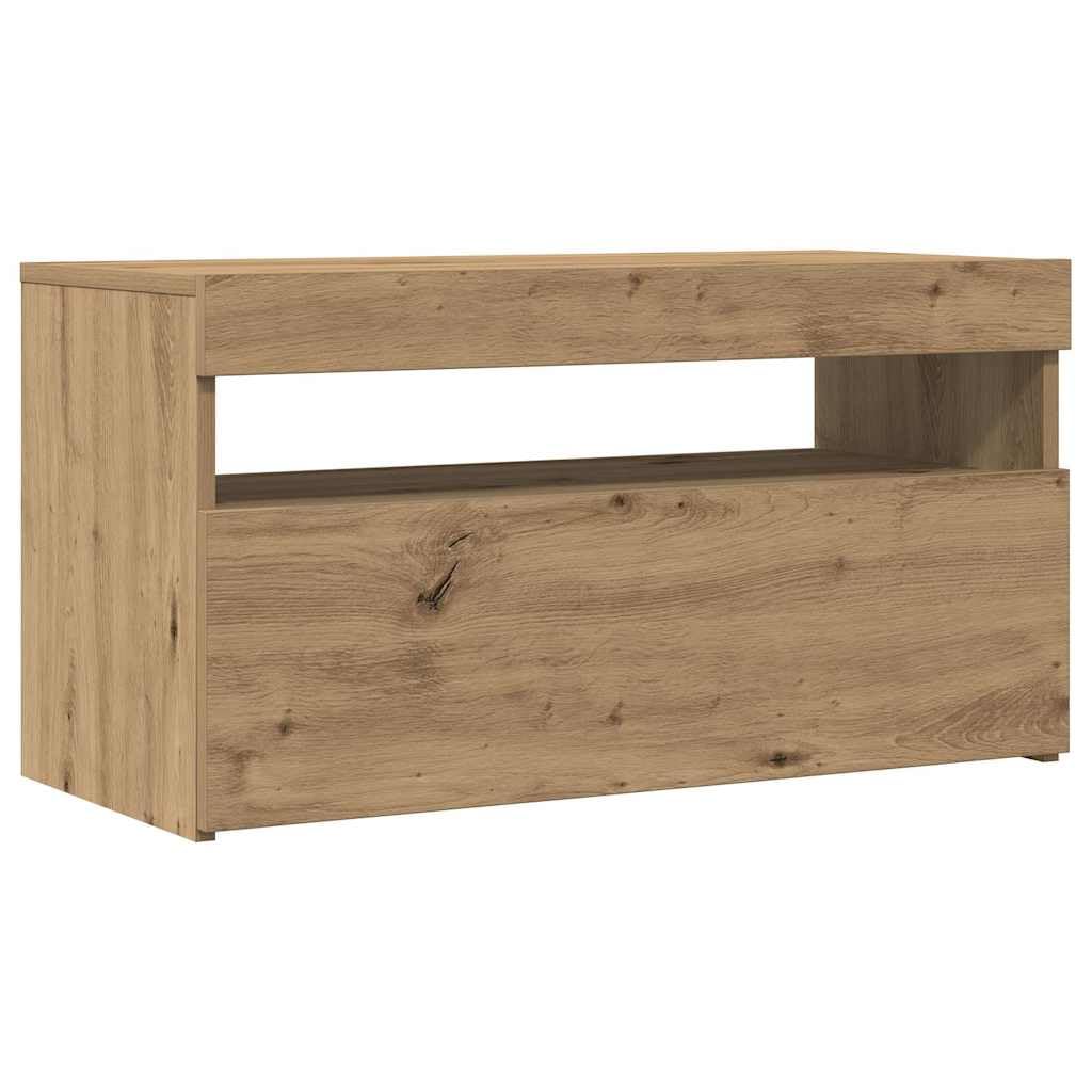Szafka pod telewizor LED 75 x 35 x 40 cm, dąb, rękodzieło
