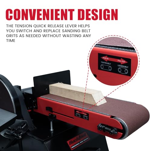 Image of BUCKTOOL 1-1 /2HP Bench Belt Disc Sander for Woodworking,6x48 inch Belt,10 inch Disc | Powerful Belt Sanders with 1836FPM,2510RPM,Quick Release for Large Workpieces,Stock Removal