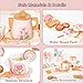 Wooden Tea Set for Little Girls, Pretend Play Tea Party Set Toy with 26 PCS Play Kitchen Accessories, Princess Tea Set Toy, Birthday Gift for Kids 3-5 Years Old, Improve Imagination