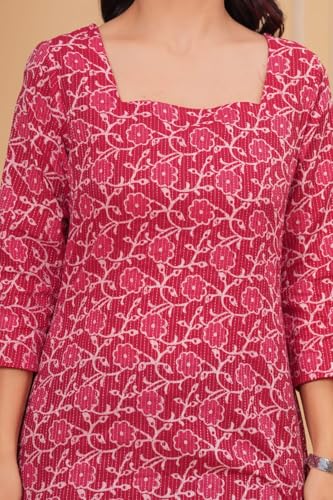 Image of Women's Pure Cotton Printed Straight Top I Stylish Short Kurta I Ethnic Kurti Top for Office & Casual Wear