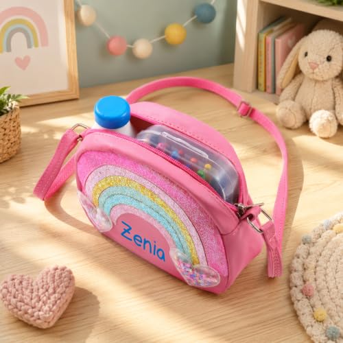 Image of Personalized Purse, Rainbow Glitter Custom Name Crossbody Bag