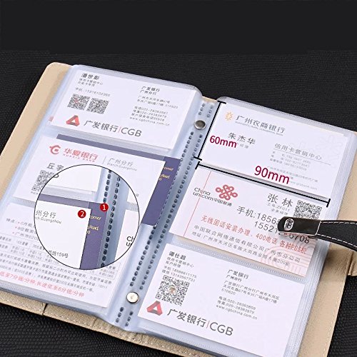 Office Business Card Organizer Book Folder Hold 180 Cards Portable Travel Credit Card Case PU Leather Booklet Holder (Navy Blue)