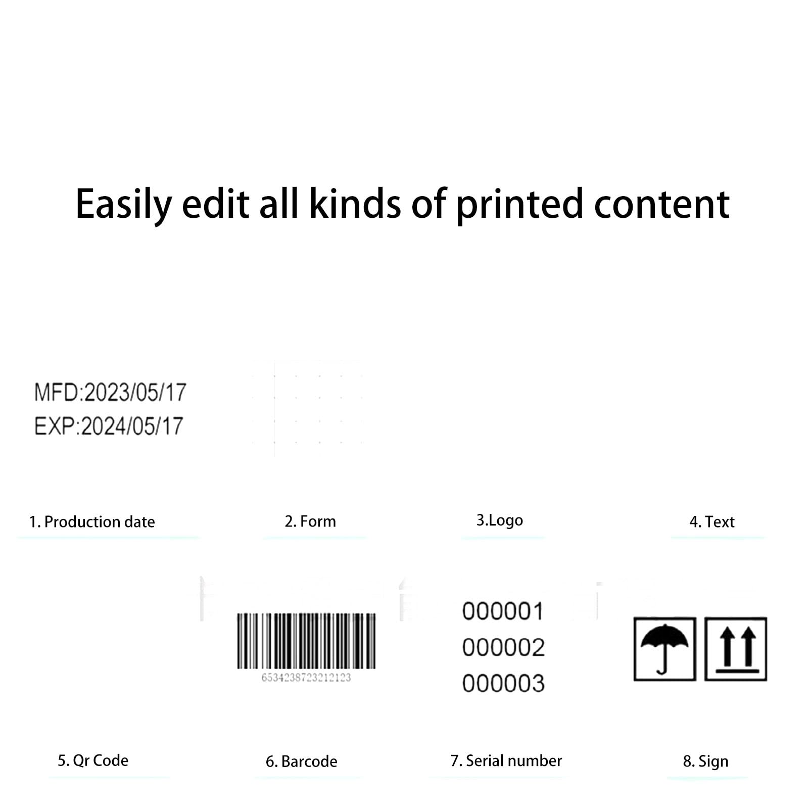 TOPINCN Impresora de Inyección de Tinta Portátil, Impresora Portátil Handheld de Secado de Cartuchos de Tinta de Secado de 0.1 a 0.5 Pulgadas Máquina de Codificación de Inyección de