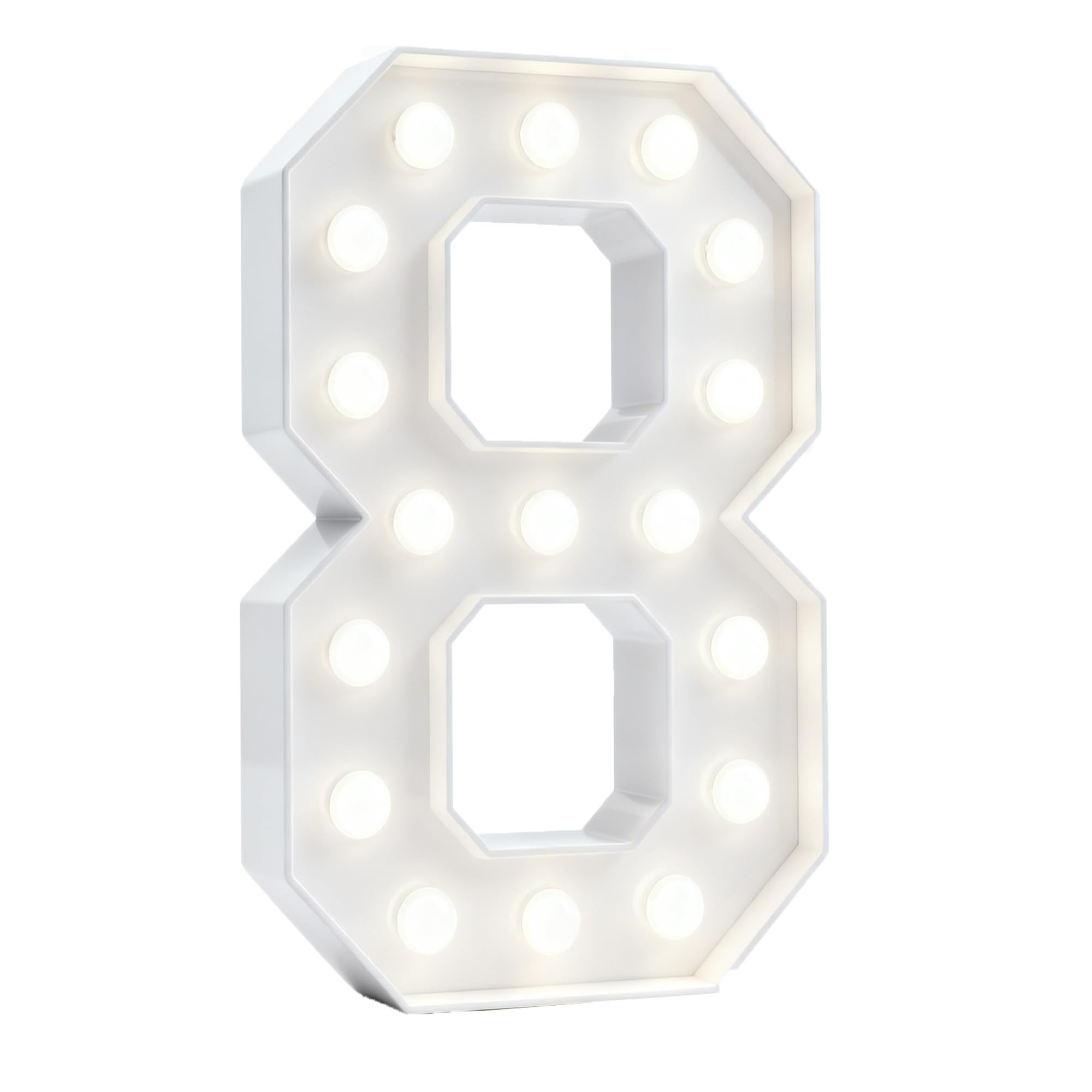 White 4FT Marquee Light Up Number Lights, 0-9 For Birthday Party Large Mosaic Frame Cardboard Pre-Cut Foam Board Sign Diy Decorations Anniversary(Number8,70cm/2.3ft)