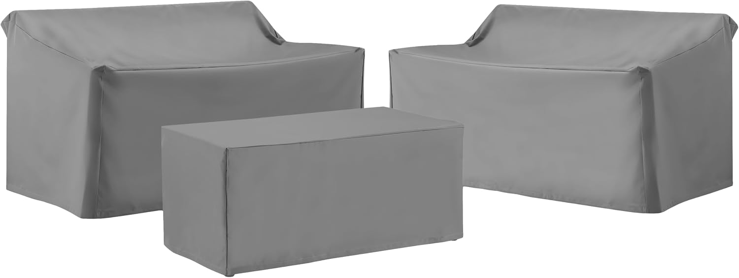 Crosley Furniture Patio Furniture Covers, Waterproof 3-Piece Cover Set for Outdoor Coffee Table, Loveseats, Gray