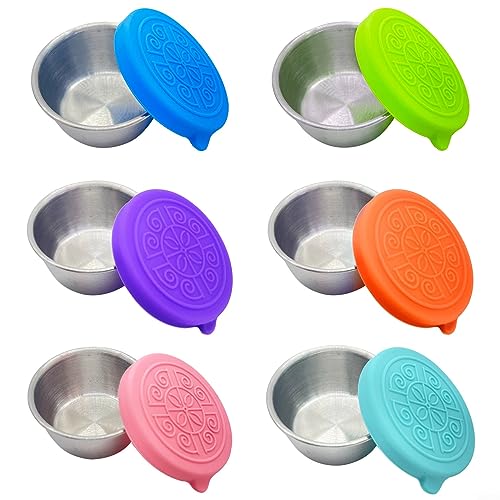 Recipientes portátiles de acero inoxidable con tapas de silicona de 50 ml, mini tazas de inmersión para almuerzo y aperitivos
