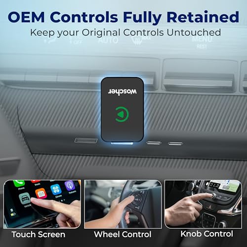 Image of Woscher 2-in-1 Airlink Wireless carplay Adapter, Converts Wired Auto Android & CarPlay to Wireless, car Bluetooth Receiver, Android auto Adapter only for OEM Cars | 1+1 Year Warranty