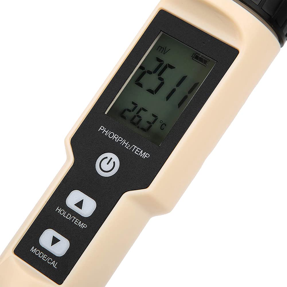 ERNZI Tester di qualità dell'Acqua, misuratore di Temperatura PH ORP Portatile, rilevatore di qualità dell'Acqua H2 4 in 1, con Elevata precisione, per testare l'acqua, Piscine, Laboratori