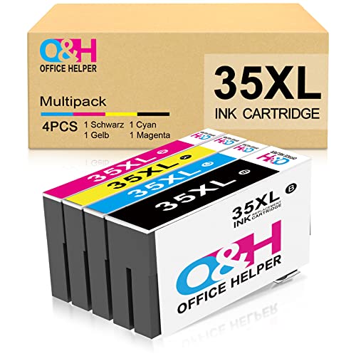 OFFICE HELPER 35XL Druckerpatronen Kompatibe 35XL Tintenpatronen für Workforce Pro WF-4720DWF WF-4725DWF WF-4730DTWF WF-4740DTWF (35XL Multipack, 1 Schwarz, 1 Cyan, 1 Magenta, 1 Gelb) Cover
