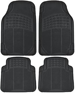 BDK All Weather Rubber Floor Mats for Car SUV & Truck - 4 Pieces Set (Front & Rear), Trimmable, Heavy Duty Protection