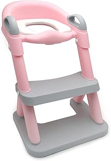 HTTMT- Pink Wider Step Toddler Potty Training Seat Ladder Toilet Chair Infant Kid Bathroom Trainer