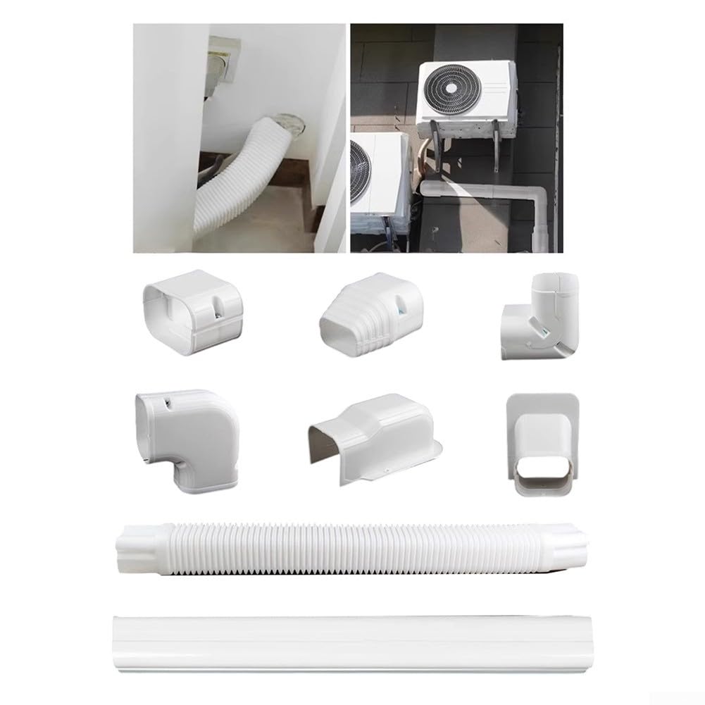 PVC-Klimaanlagenabdeckung, AC-Rohr-Abdeckungs-Set, dekorativer Schlauch zum Verstecken von Linien, Innen- und Außenbereich, Weiß (75 x 65 mm 63 cm)