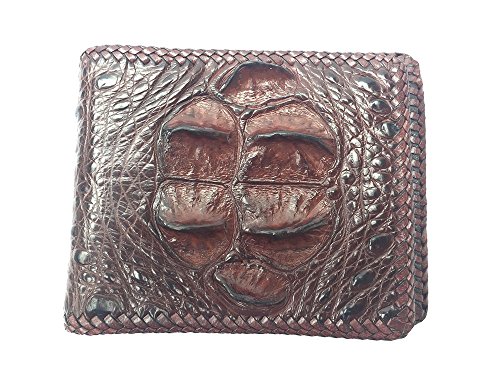 NEW GENUINE 100% CROCODILE ALLIGATOR HORNBACK LEATHER HARD ROCK HANDMADE BROWN BIFOLD WALLET