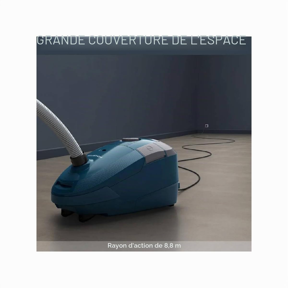 ROWENTA Power RO3126EA Aspirateur XXL avec Sac | Kit de parquet | 900 W | Bac à poussière 4,5 l | Rayon d'action 8,8 m Bleu foncé/Gris