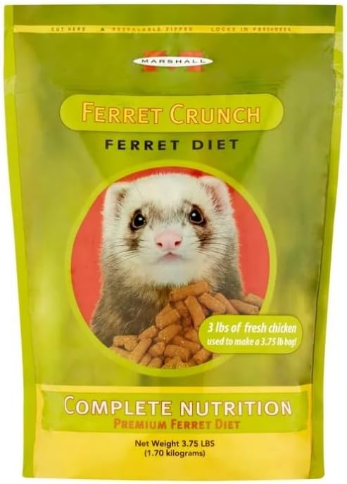 Ferret Crunch Dry Food ~ 3.75 Lb ~ This Ferret Food Has A High Protein Balance Along with an Ideal Balance of Amino Acids to Improve Digestibility and Keep Your Furry Friend's Tummy Happy ~ (1 Pack)