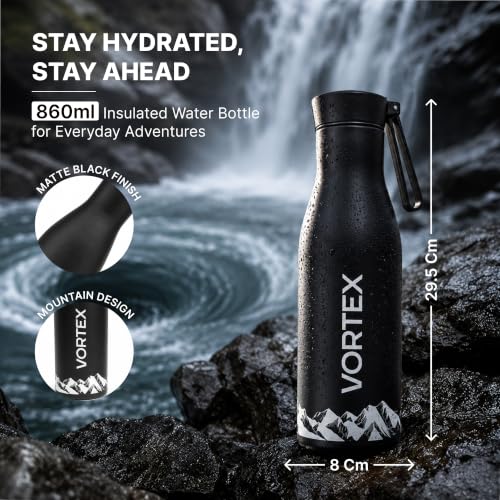 Image of The Better Home Vortex Series Insulated Water Bottle 860ml | Stainless Steel Vacuum Bottle | Hot 12 Hrs & Cold 16 Hrs | Leak Proof & Sweat Proof | BPA Free Sports Bottle for Gym, Travel, Office