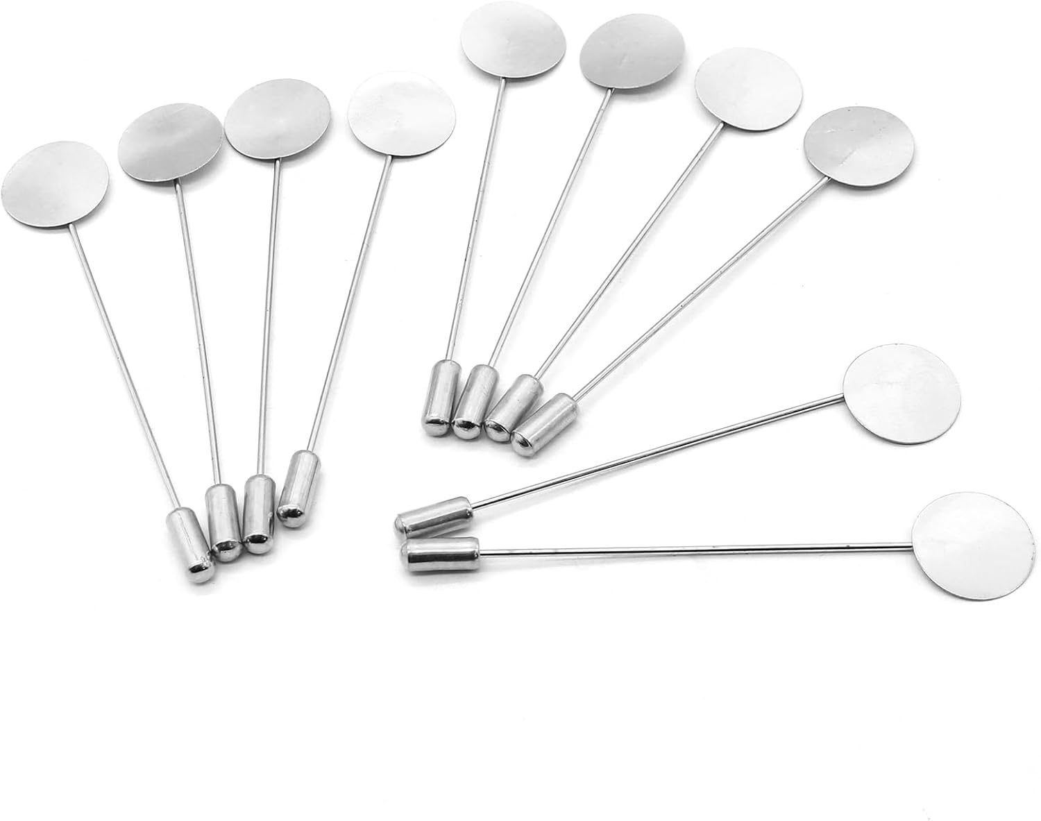 Hitefu 60PCS Flat Round Tray Lapel Pin for Craft, Silver