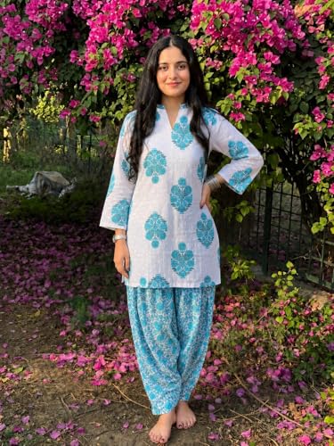 Image of ANNI Designer Afgani Salwar Suit for Women Viscose Printed | Co Ord Set for Woman | Straight Kurta Outfit Mandarin Collar Long Sleeve Ethnic Dress Stylish Womens Clothing