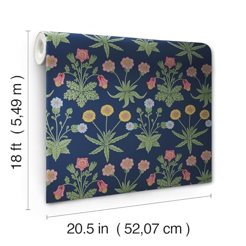 NuWallpaper x Morris & Co. Daisy Indigo Peel and Stick Wallpaper, MCS6597 by NuWallpaper - Used condition - Image 4