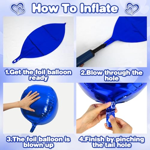 Image of 9 Pcs Royal Blue Round Foil Balloons,22 Inch Metallic Blue Round Balloons | Royal Blue Giant 4D Round Ball Balloons For Boys Men Birthday Graduation Wedding Baby Shower Party Decorations