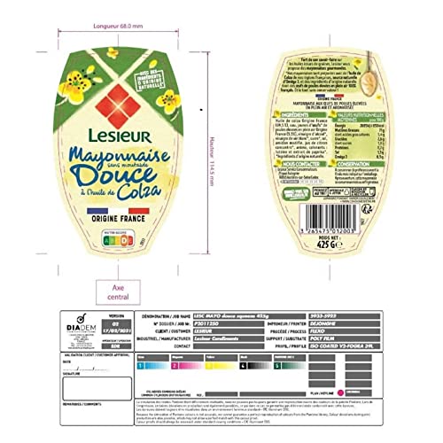 LESIEUR Mayonesa, fina y suave, 425 g, 4 unidades