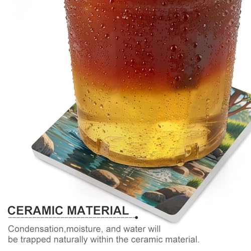 Dessous de verre absorbants en céramique avec support en liège et motif ours - 5