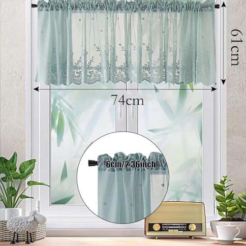 Image of Lace Curtain & Sheer Curtains Short Valance for Kitchen Window Curtains (74 * 61cm / 29 * 24in) Cabinet Decor with Elegant Design Ideal for Kitchen Dining or Bedroom
