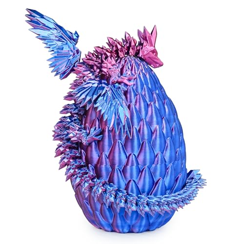 Mydhall 3D Printed Flying Dragon Egg with Articulated Dragon Inside – Toys&Gifts for Kids,Home Decor,Creative Ornaments,Birthday,Easter (Blue Purple,Large) by Mydhall - Used condition - US$18.24