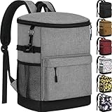 Tenot Cooler Backpack 33 Cans Backpack Coolers Insulated Leak Proof Soft Beach Cooler Bag for Men Women Ice Chest Backpack Camping Hiking Picnic Travel Cooler Lunch Backpack Light Grey